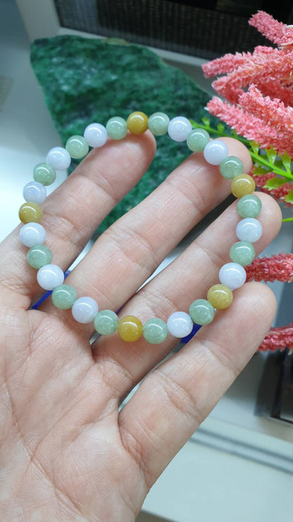 Hok Lok Siew 7mm Jade Beads Bracelet 17cm Type A Natural Myanmar Jadeite