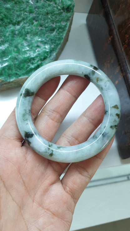Jade Cylindrical Bangle S54 Type A Myanmar Jadeite Floating Honey Green
