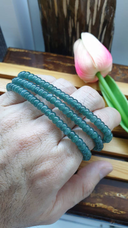 Icy Blue Jade Abacus Beads Bracelets 17cm Type A Natural Jadeite