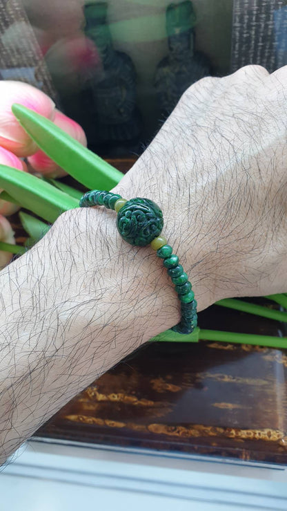 Jade Ru Yi and Abacus Bead 17cm Bracelet - Type A Natural Jadeite