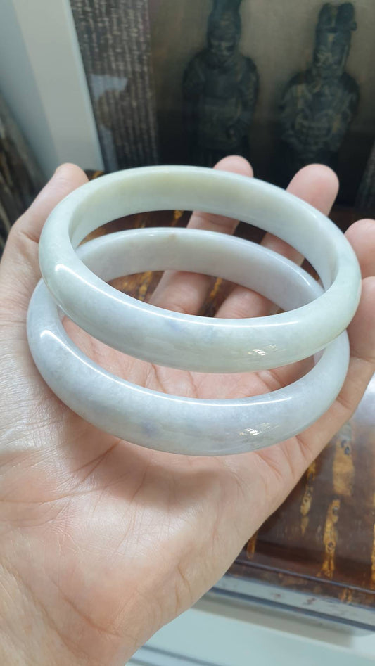 Plus Size Lavender Jade Bangle (Size 79 - 80) (Selections) | Authentic Type A Jadeite | His or Hers Vintage Jade Bracelet