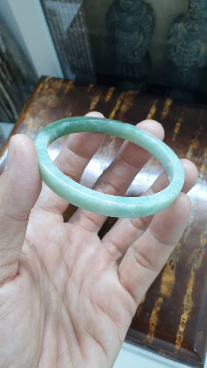 Green Jade Slim Bangle (Two-toned) (Size 56 - 57) | Type A Natural Jadeite