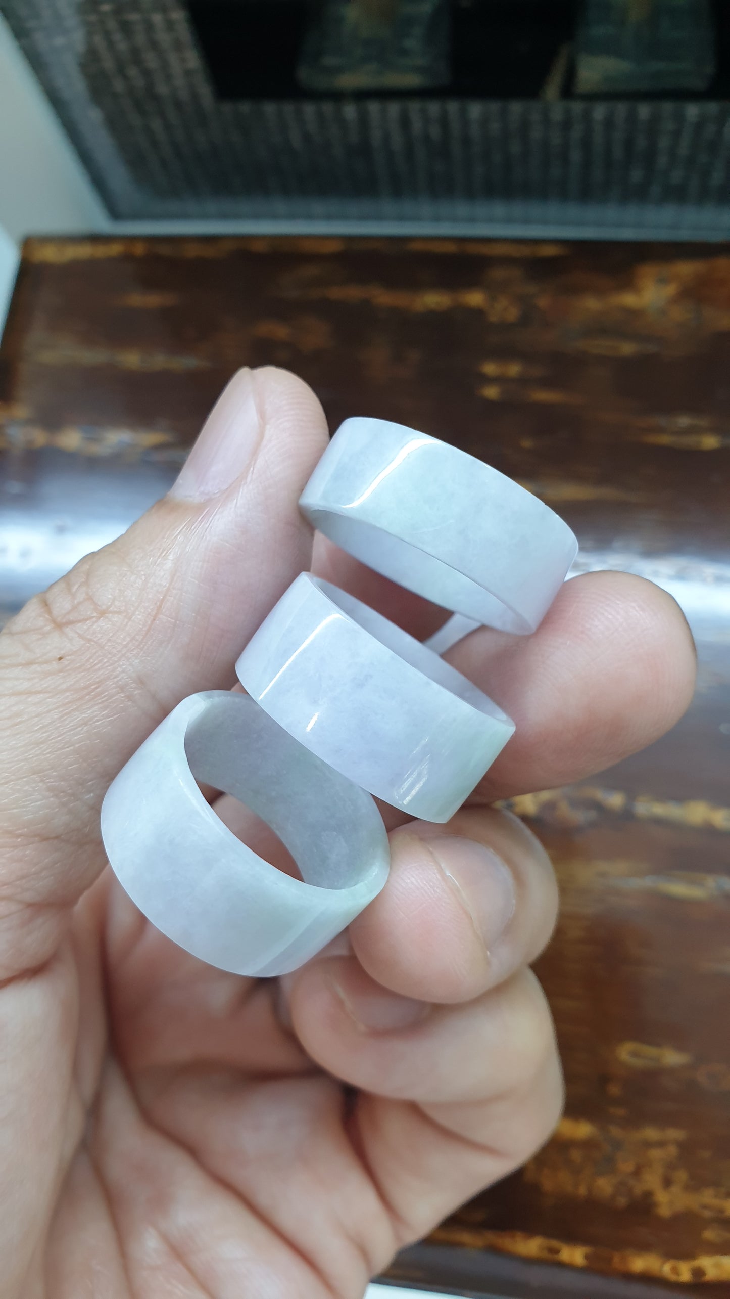 Lavender Jade Flat Band Ring Type A Natural Jadeite Sizes 9.5 to 11 US
