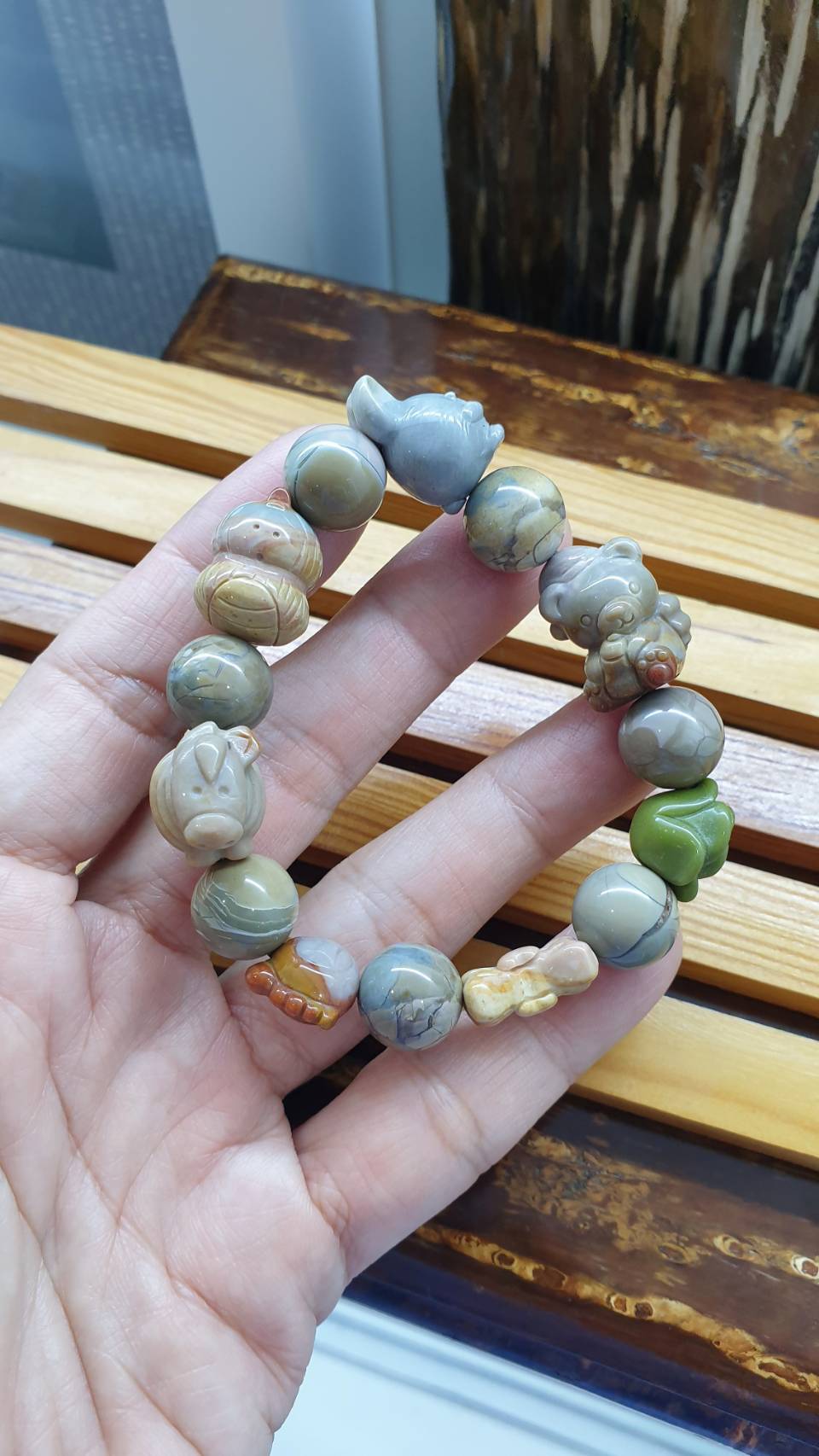 Alxa Jasper Random Charm Bracelet 16 cm - Natural Semiprecious Stone Beads