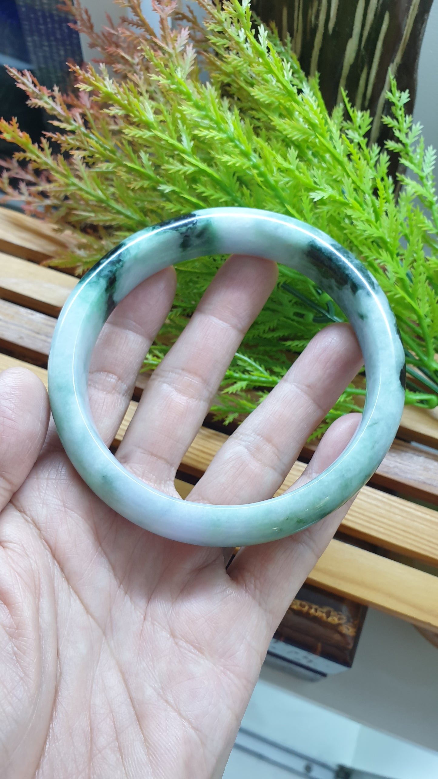 Plus Size Jade Bangle S76.5 Lavender Green Fei Cui Type A Myanmar Jadeite