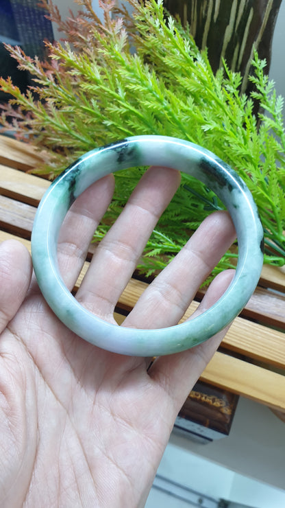 Plus Size Jade Bangle S76.5 Lavender Green Fei Cui Type A Myanmar Jadeite