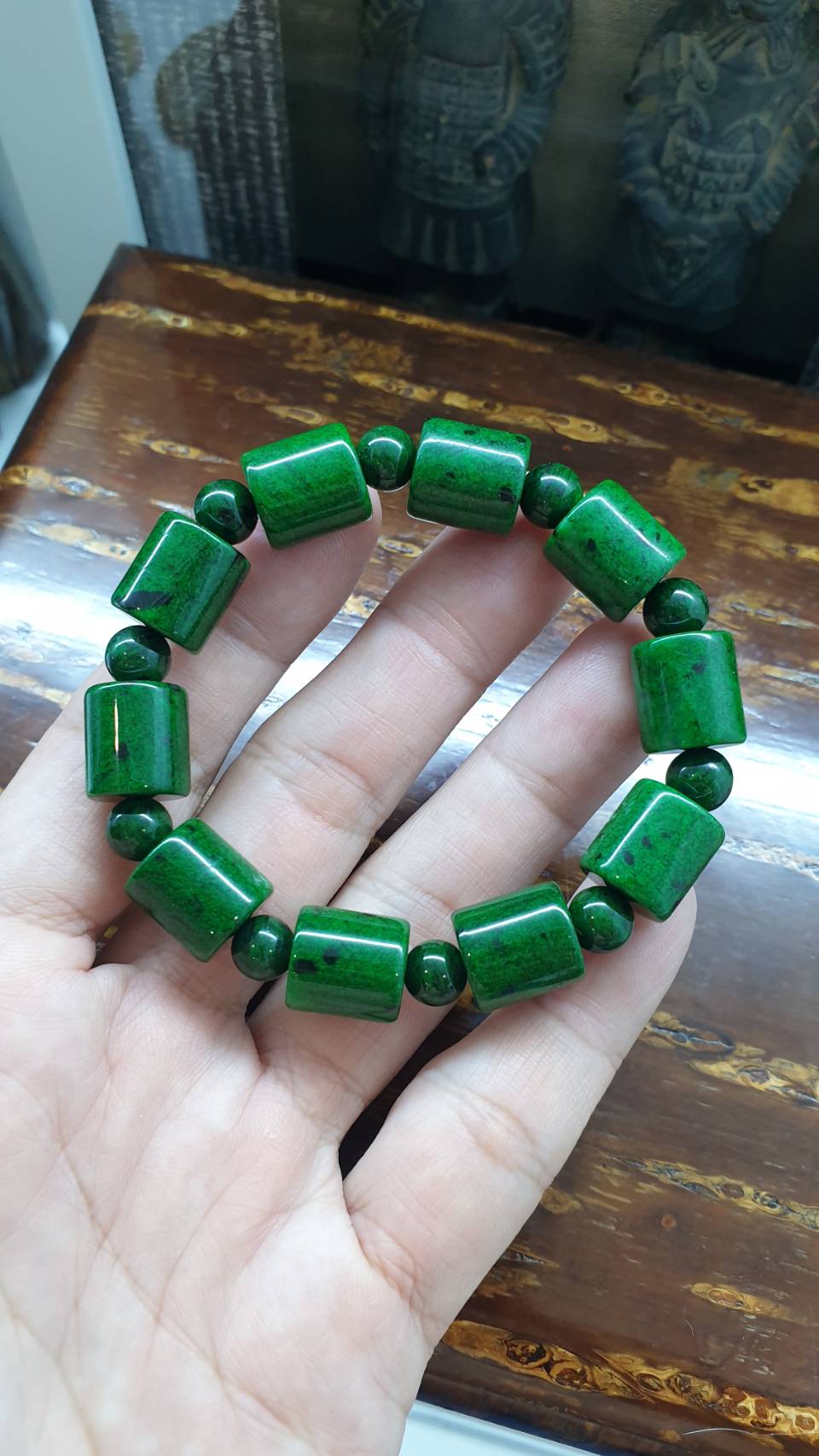 Mawsitsit Cylinder 16cm Bracelet Collectors Material with Jadeite Beads