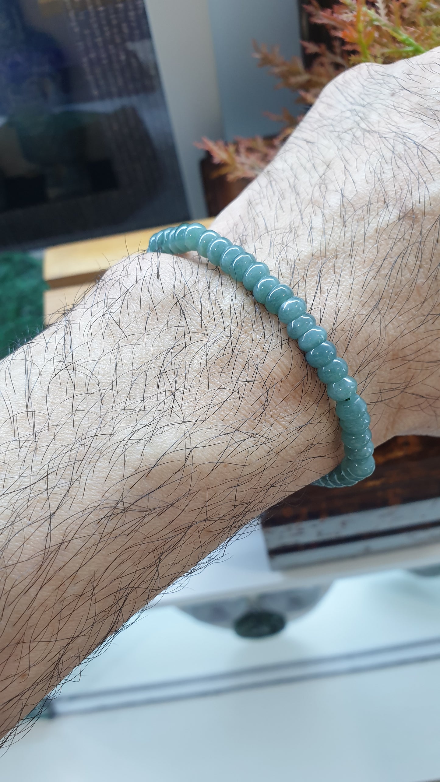 Jade Abacus Beads Bracelets 17cm Myanmar Jadeite Wealth Magnet Wristbands