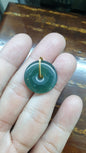 Blue Jade Ping An Kou & Solid 18K Gold | Fei Cui - Type A Jadeite | His or Hers Spinning Pendant