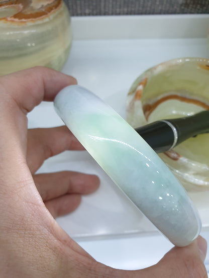 Plus Size White Jade Bangle (Size 78 - 79) (Selection) | Type A Jadeite Vintage Bracelet