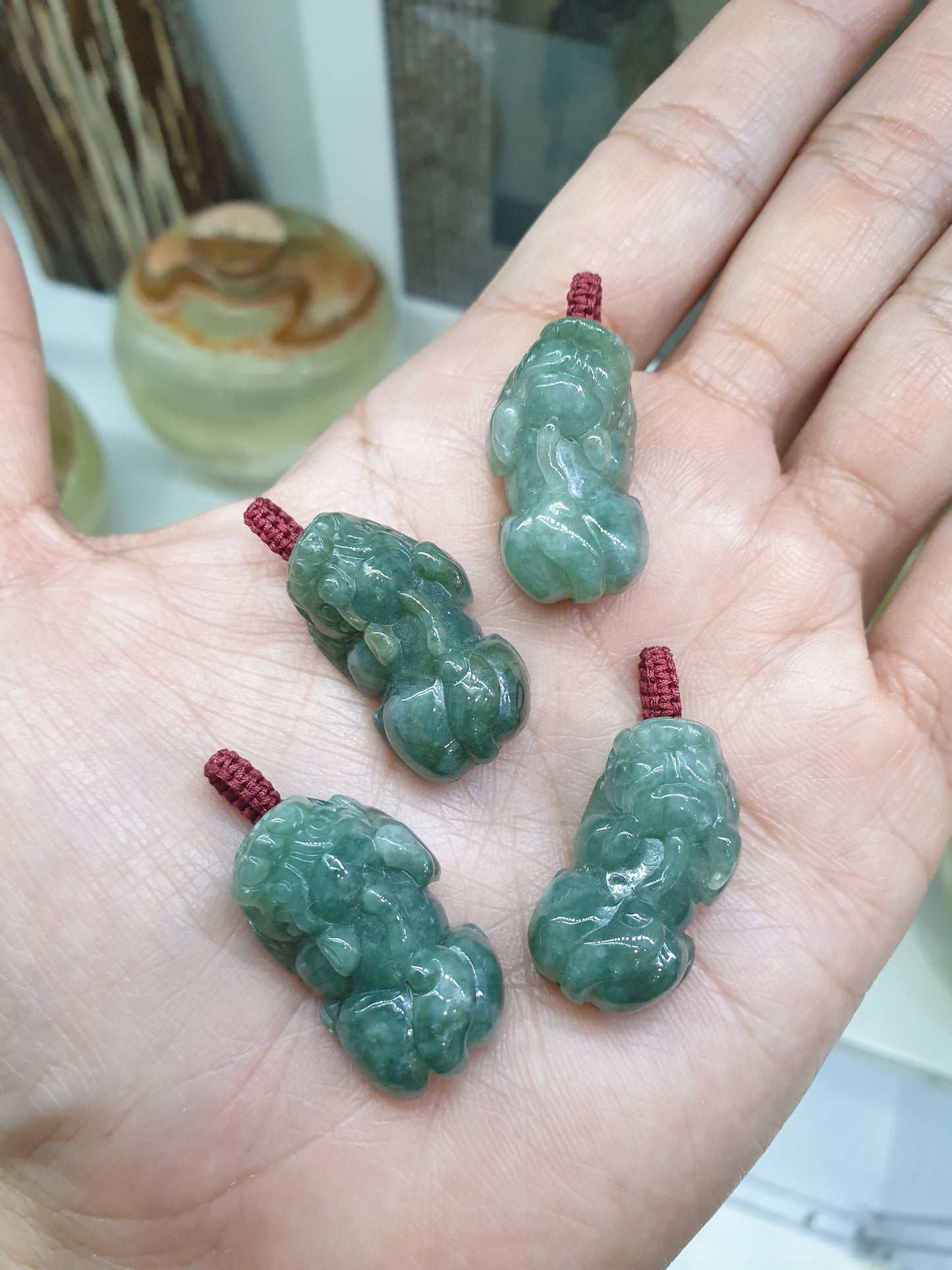 Jade Pixiu Pendant (Random Pick) | Fei Cui - Type A Jadeite | Handwoven Thread Bail
