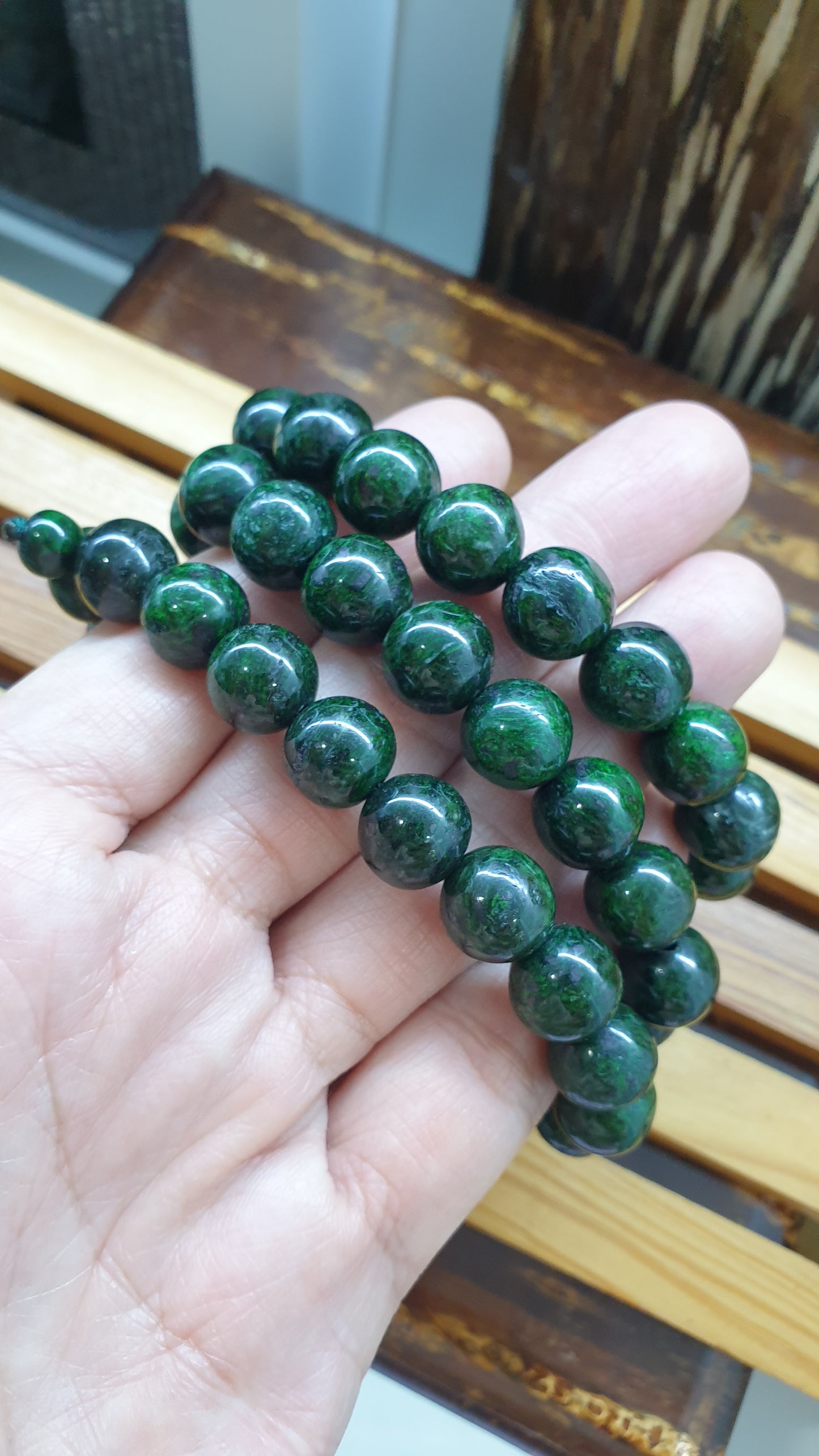 Mawsitsit Handmade Beads Necklace 24inch Fei Cui Type A from Myanmar
