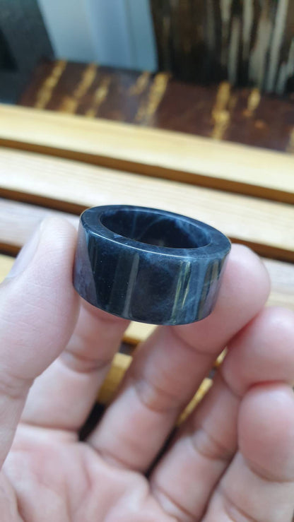 Gray Jade Archer's Ring 10.5 US Type A - Natural Burma Jadeite