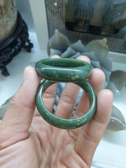 Kiddie Size Jade Bangle S38.5 Natural Green Fei Cui Type A Myanmar Jadeite