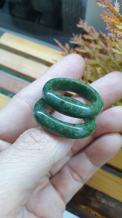 Plus Size Green Jade Rings 15US Type A Natural Burma Jadeite