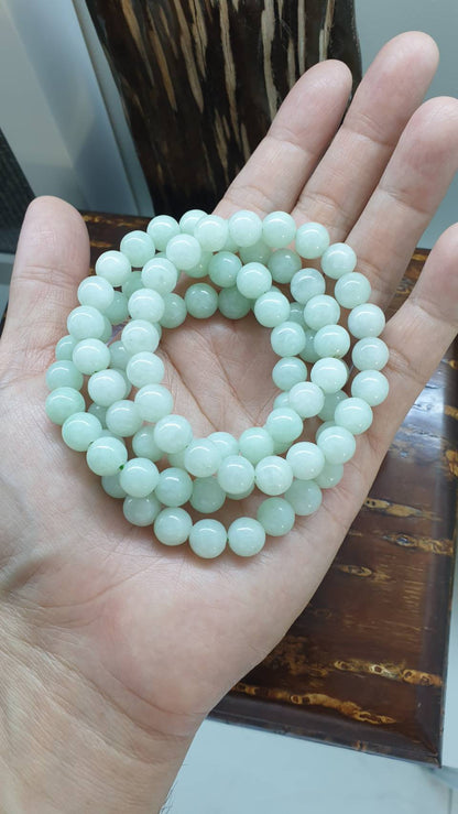 Type A Natural Silky Green Jadeite 17cm Bracelet Myanmar Origin