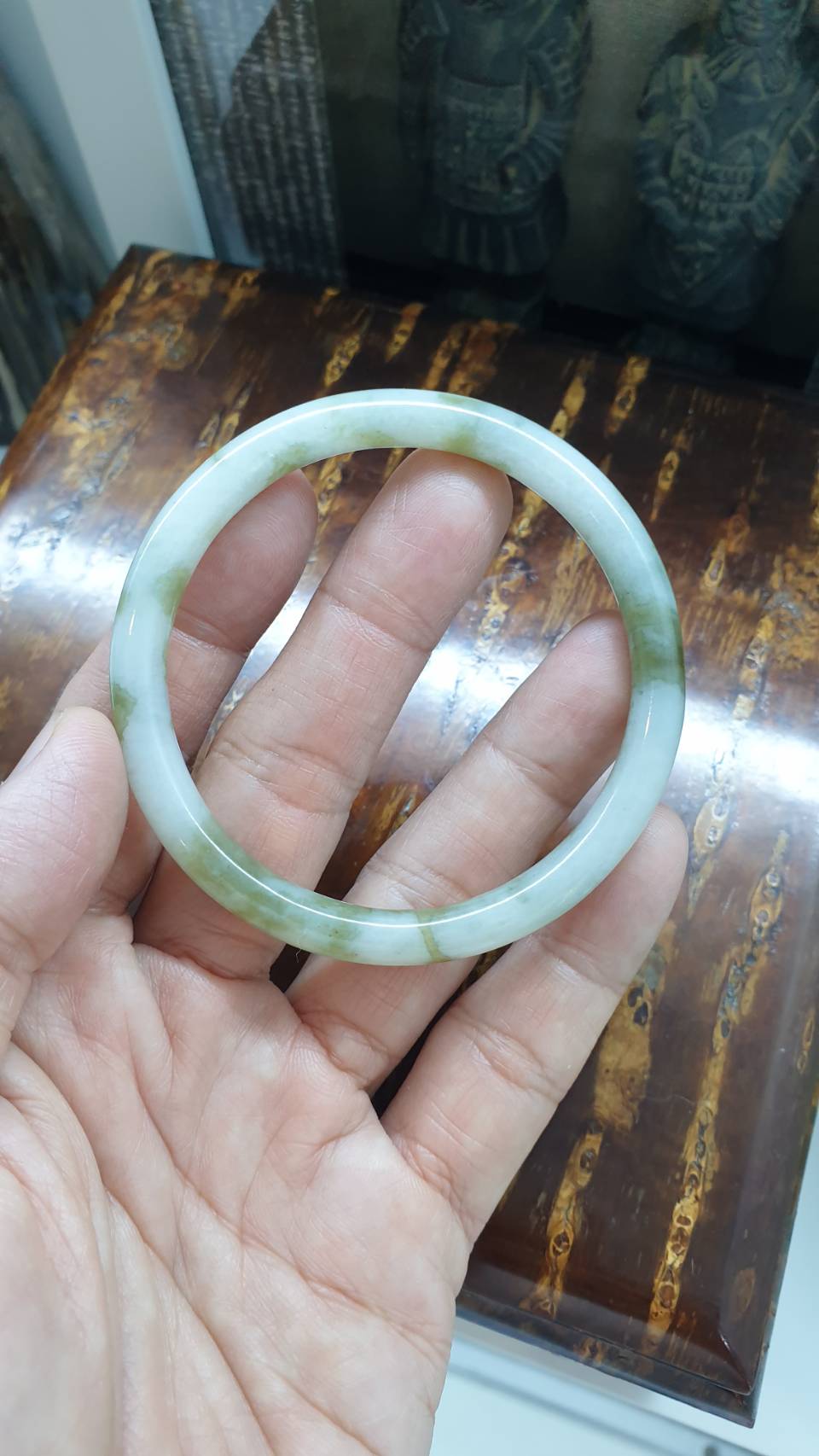 Jade Cylindrical Slim Bangle S59.5 Type A Natural Jadeite Honeydrops