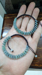 Blue Jade Ping An Kou Beads Woven Bracelet (Adjustable) | Fei Cui - Type A Jadeite |