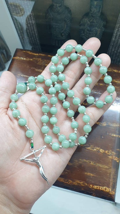 Jade Beads Rosary 27inch - Type A Natural Light Green Jadeite