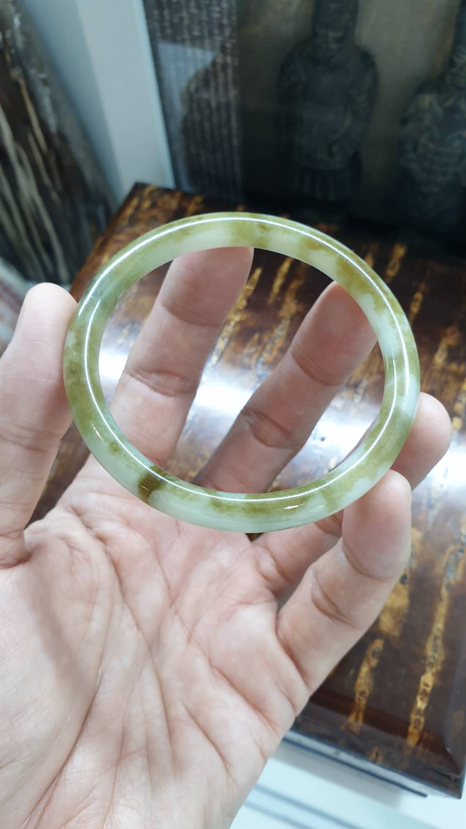 Jade Cylindrical Slim Bangle S59.5 Type A Natural Jadeite Honeydrops