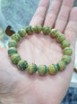 Chrysoprase in Golden Jasper Bracelets 17cm, Rare Natural Gemstone Beads