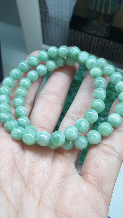 Green Jade Beaded Bracelet 17cm Type A Myanmar Jadeite