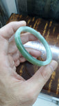 Green Jade Slim Bangle (Two-toned) (Size 56 - 57) | Type A Natural Jadeite