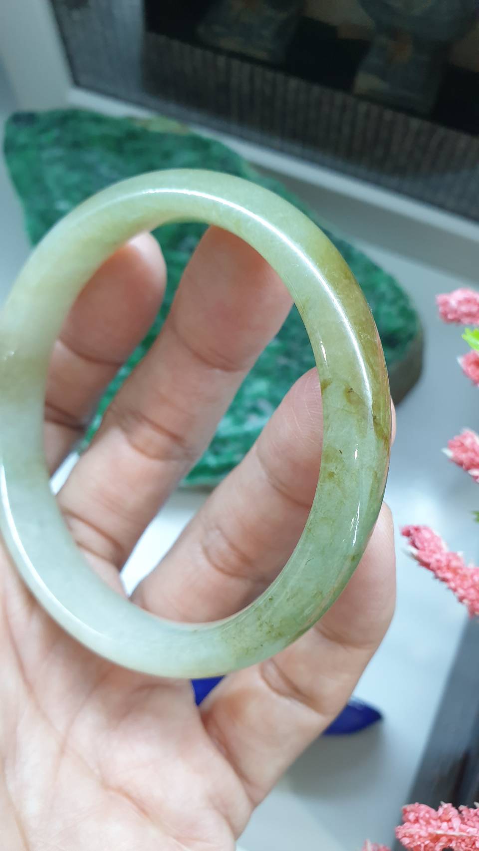 Hok Lok Siew Natural Jade Bangle S58.5 Fei Cui Type A Myanmar Jadeite