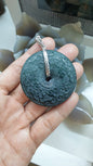Blue Jade Ru Yi - Peace Buckle Pendant | Fei Cui - Natural Jadeite | Authentic Sterling Silver