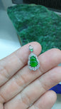 Jade Wu Lou Sterling Silver Locket Pendant Type A Natural Imperial Green Jadeite