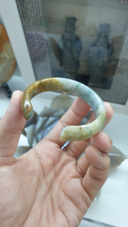 Jade Cuff Bangle Size 54 - 55 Hok Lok Siew Type A Natural Jadeite