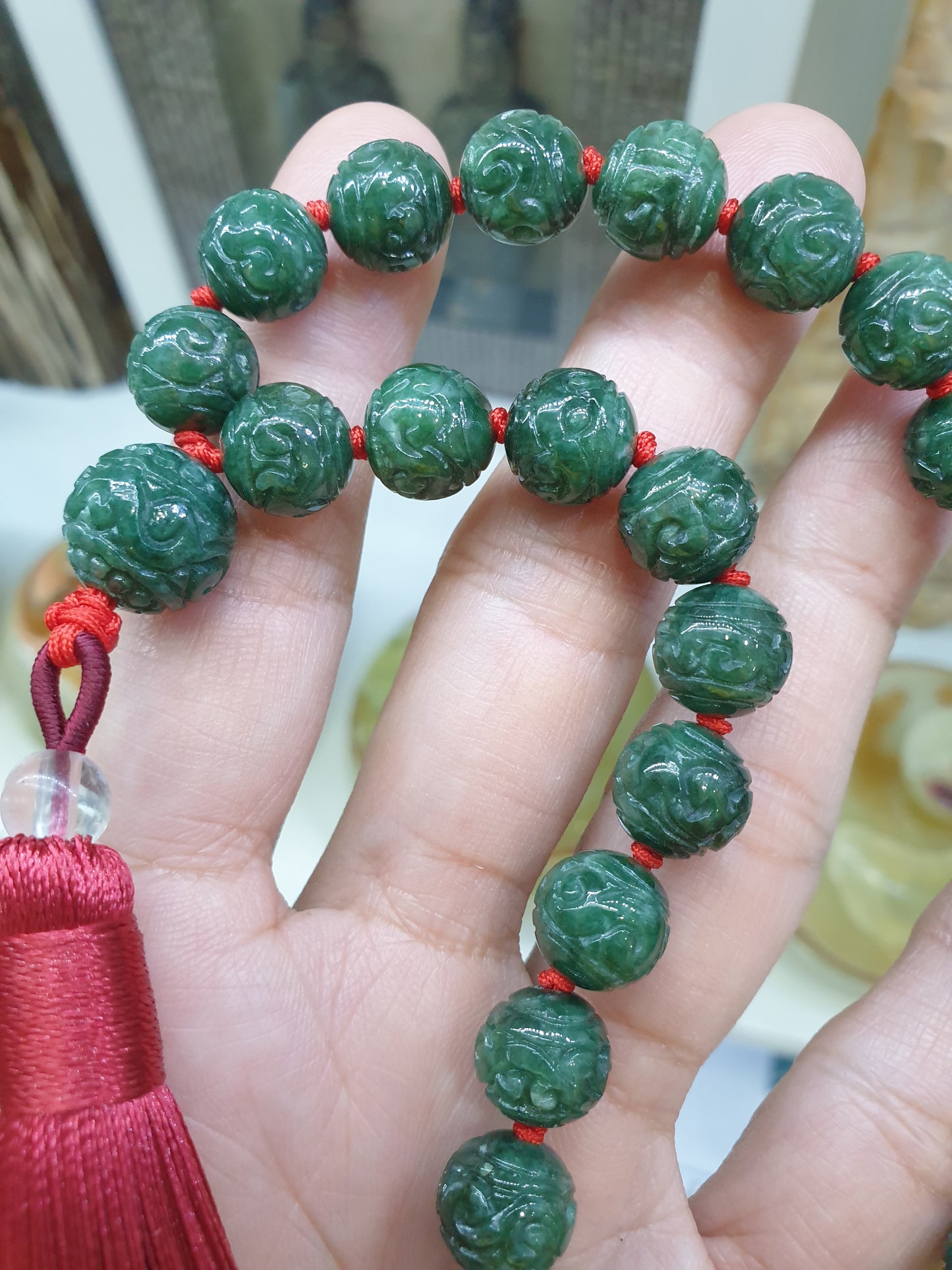 Jade Japa Mala | Ru Yi Beads - Type A Jadeite | Handcrafted Meditation Beads