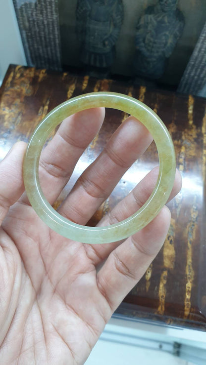 Honey Jade Cylindrical Bangles, Pair (Size 55 - 56) | Type A Natural Jadeite