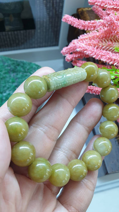Honey Jade Wish Bracelet 17cm Type A Myanmar Jadeite Natural Yellow Brown