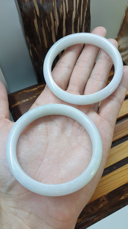 White Jade Vintage Bangles S60 Type A Natural Myanmar Jadeite