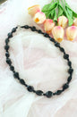 Obsidian Beaded Necklace (25") | Solid 9K Gold & Natural Stones | Elegant Necklace for Lady Executives