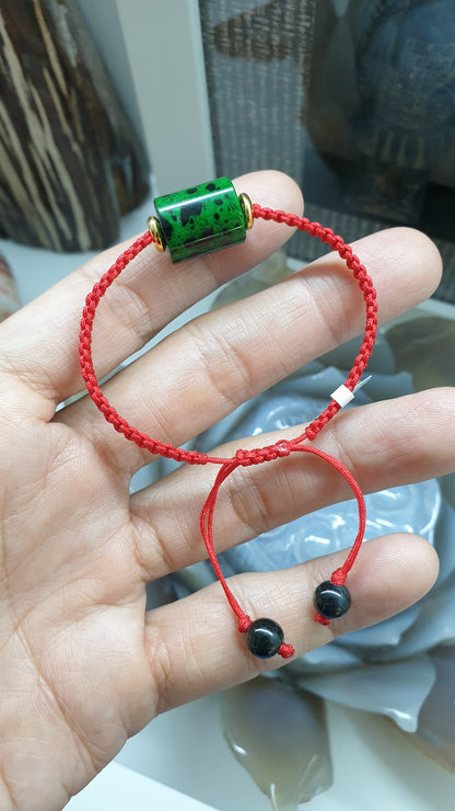Mawsitsit Stone Red Thread Bracelet 24K Gold Spacers Handcrafted