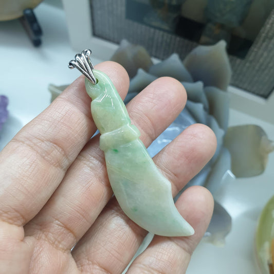 Jade Bolo Pendant | Fei Cui - Natural Jadeite & Sterling Silver | Statement Piece Jewelry