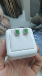 Emerald & Diamond Stud Earrings | 14K Gold Fine Jewelry