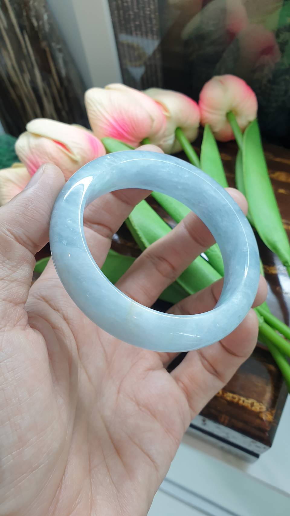 Aquamarine Bangle (Size 57 - 58) | Natural Stone Bracelet
