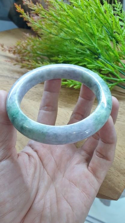 Plus Size Lavender Green Jade Bangle S66.5 Type A Natural Jadeite Fei Cui
