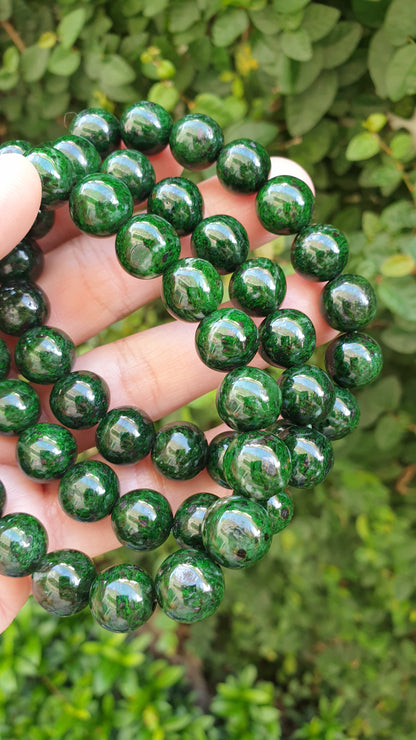 Mawsitsit Vintage Beads Bracelet 17cm Fei Cui Deep Chrome Green Natural Stone