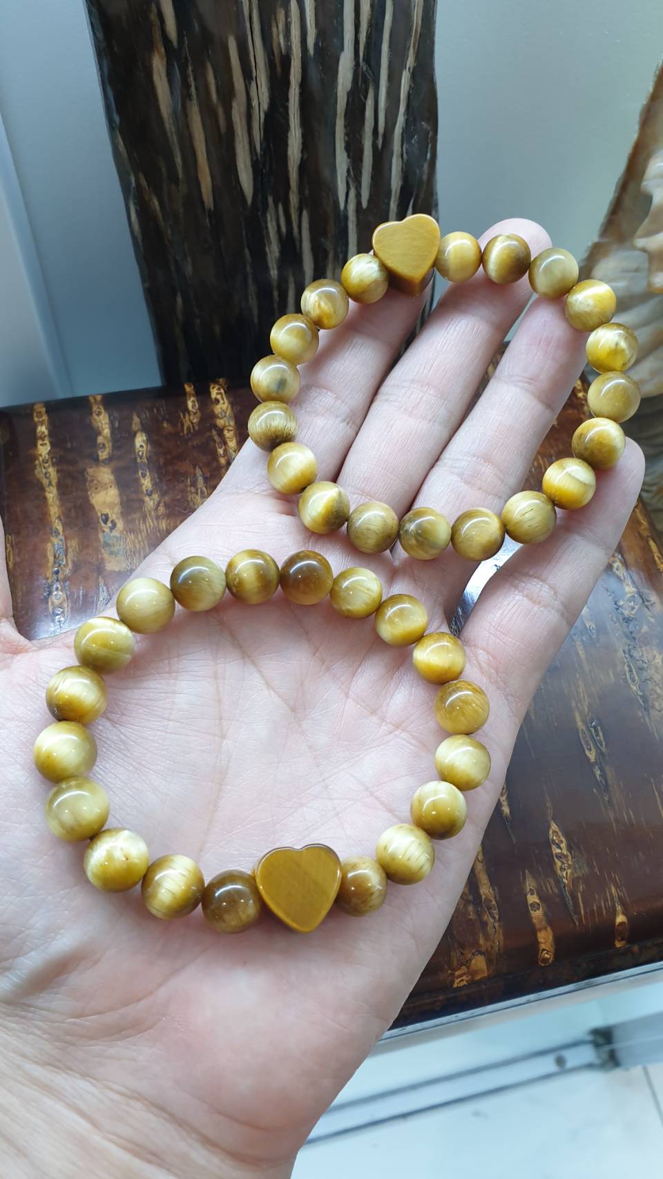 Tiger Eye Love Bracelets 17cm - Natural Honey Golden Stone Beads
