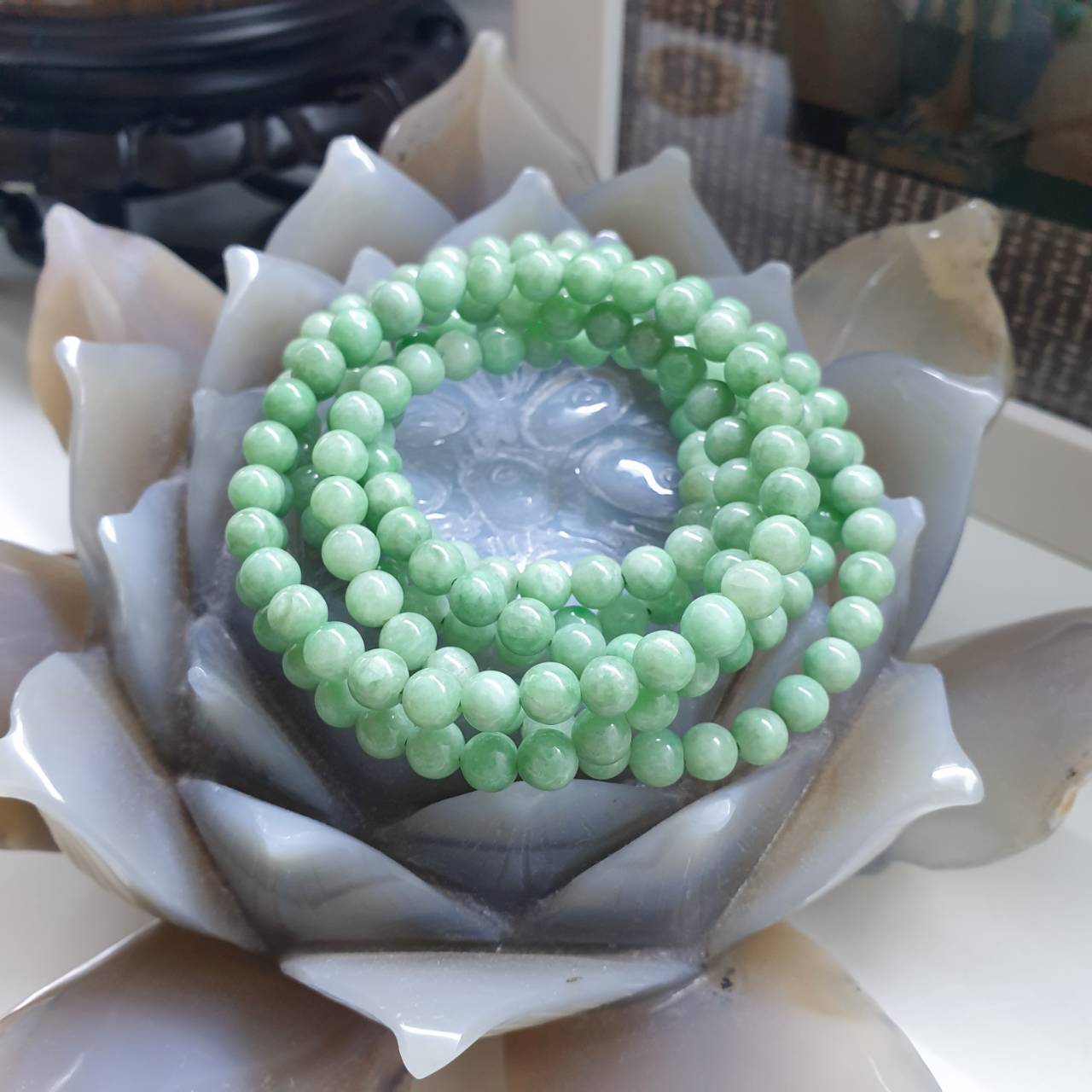 Jade Mini Beads Bracelets 17cm Natural Apple Green Type A Myanmar Jadeite