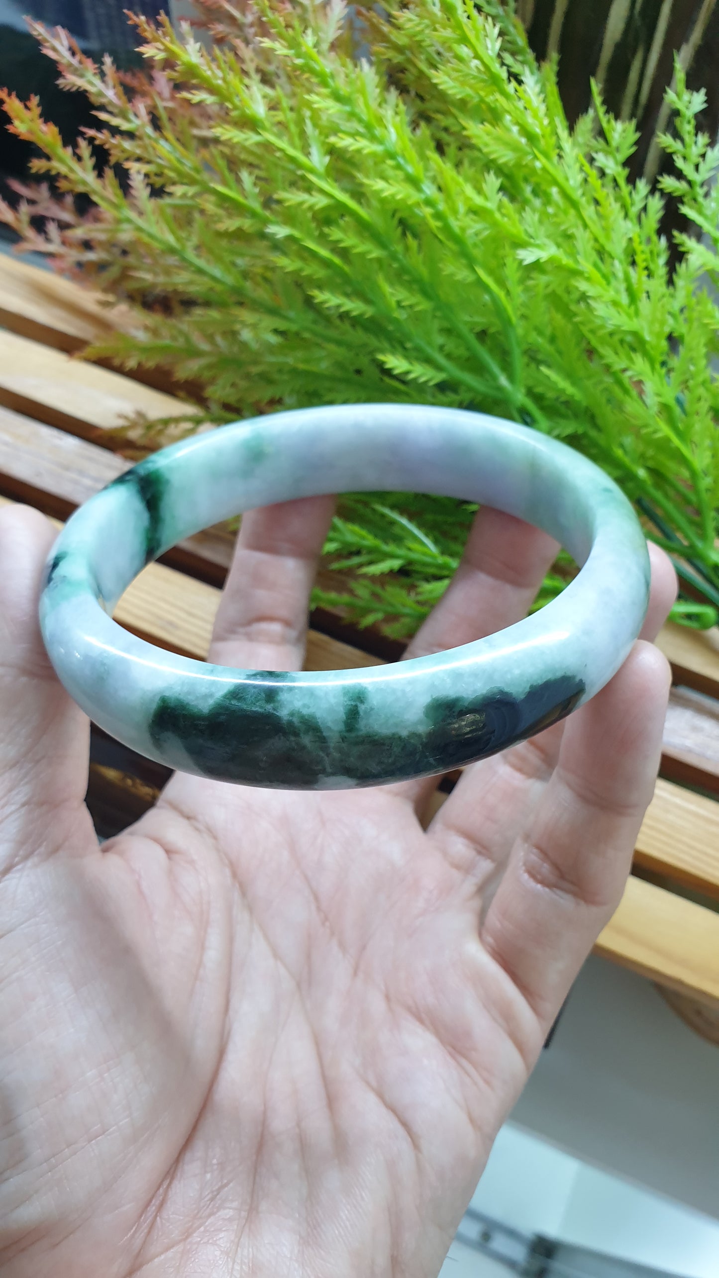 Plus Size Jade Bangle S76.5 Lavender Green Fei Cui Type A Myanmar Jadeite