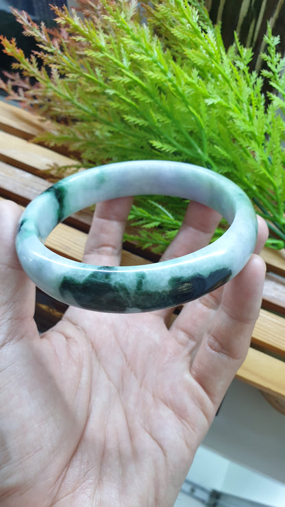 Plus Size Jade Bangle S76.5 Lavender Green Fei Cui Type A Myanmar Jadeite