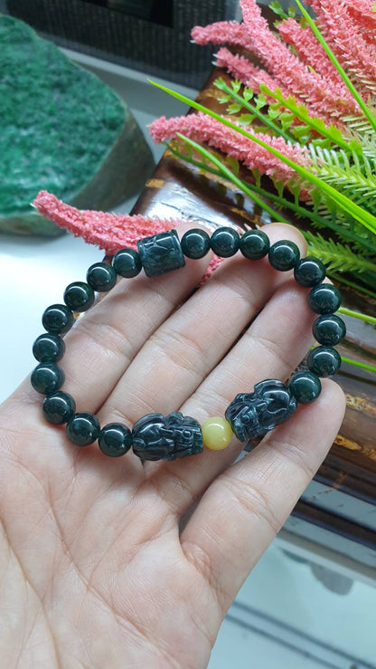 Ocean Blue Jade Wealth Keeper Bracelet 17cm Type A Natural Jadeite