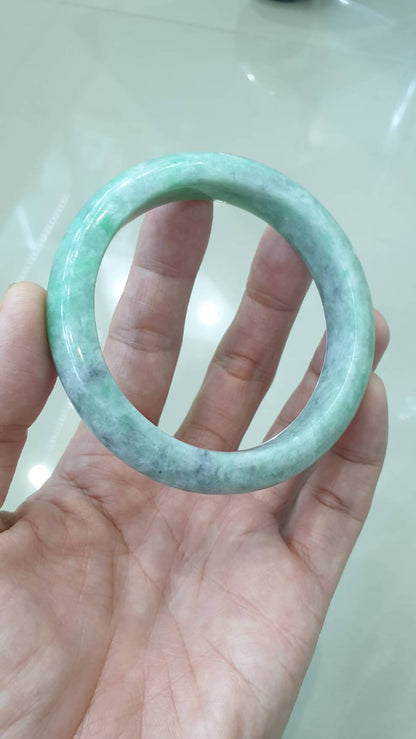 Ash Green Jade Bangle S61 Fei Cui Type A Myanmar Jadeite
