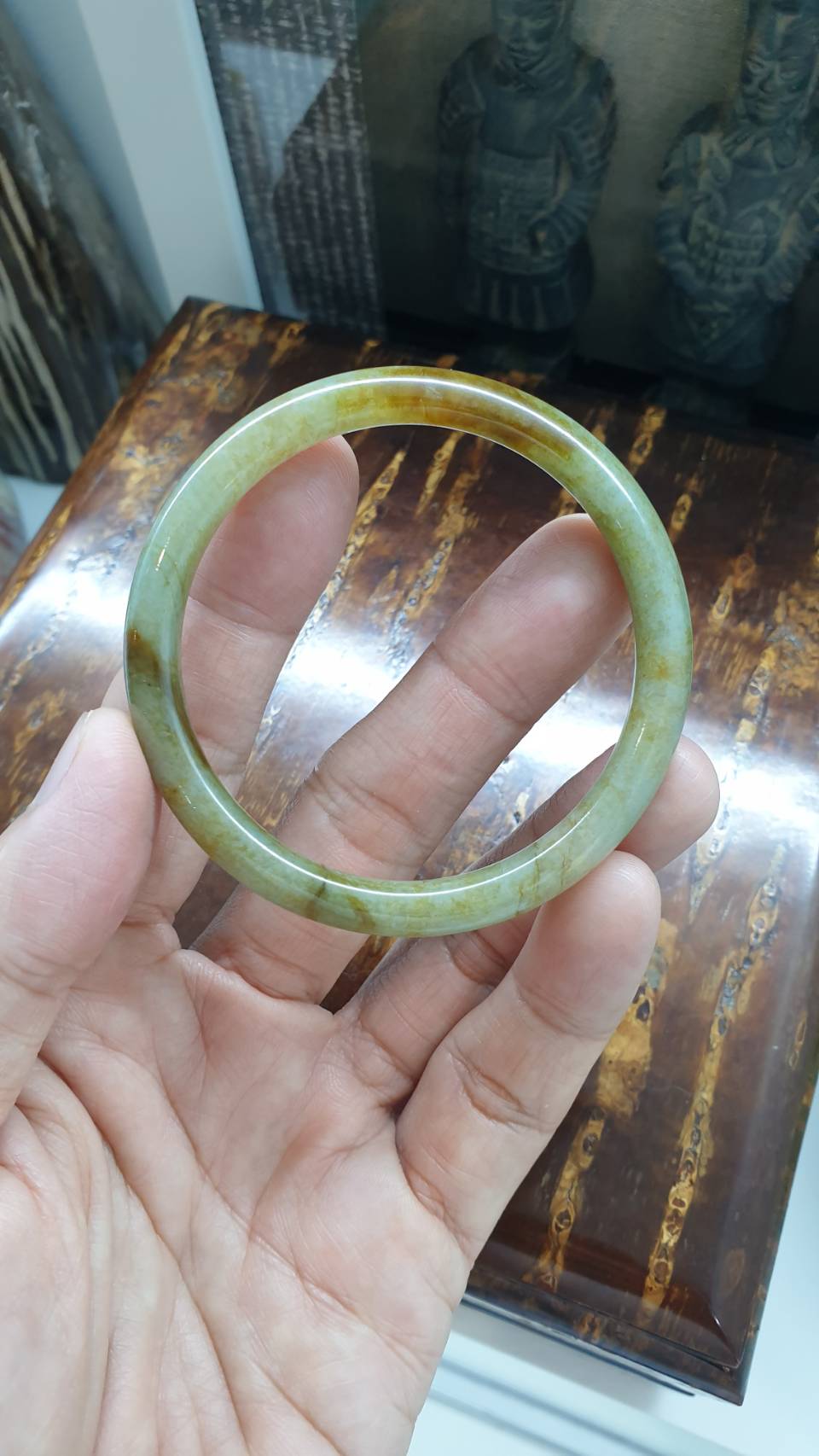 Smoky Honey Jade Cylindrical Bangle (Size 54 - 55) | Type A Natural Jadeite