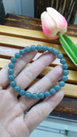Olmec Blue Jade 17cm Bracelet Natural Guatemala Jadeite 7.5mm Beads